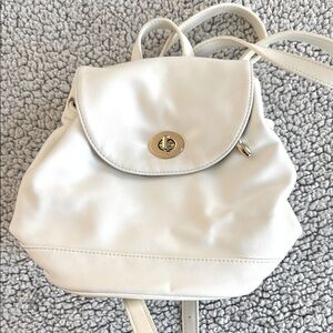 White Leather Backpack